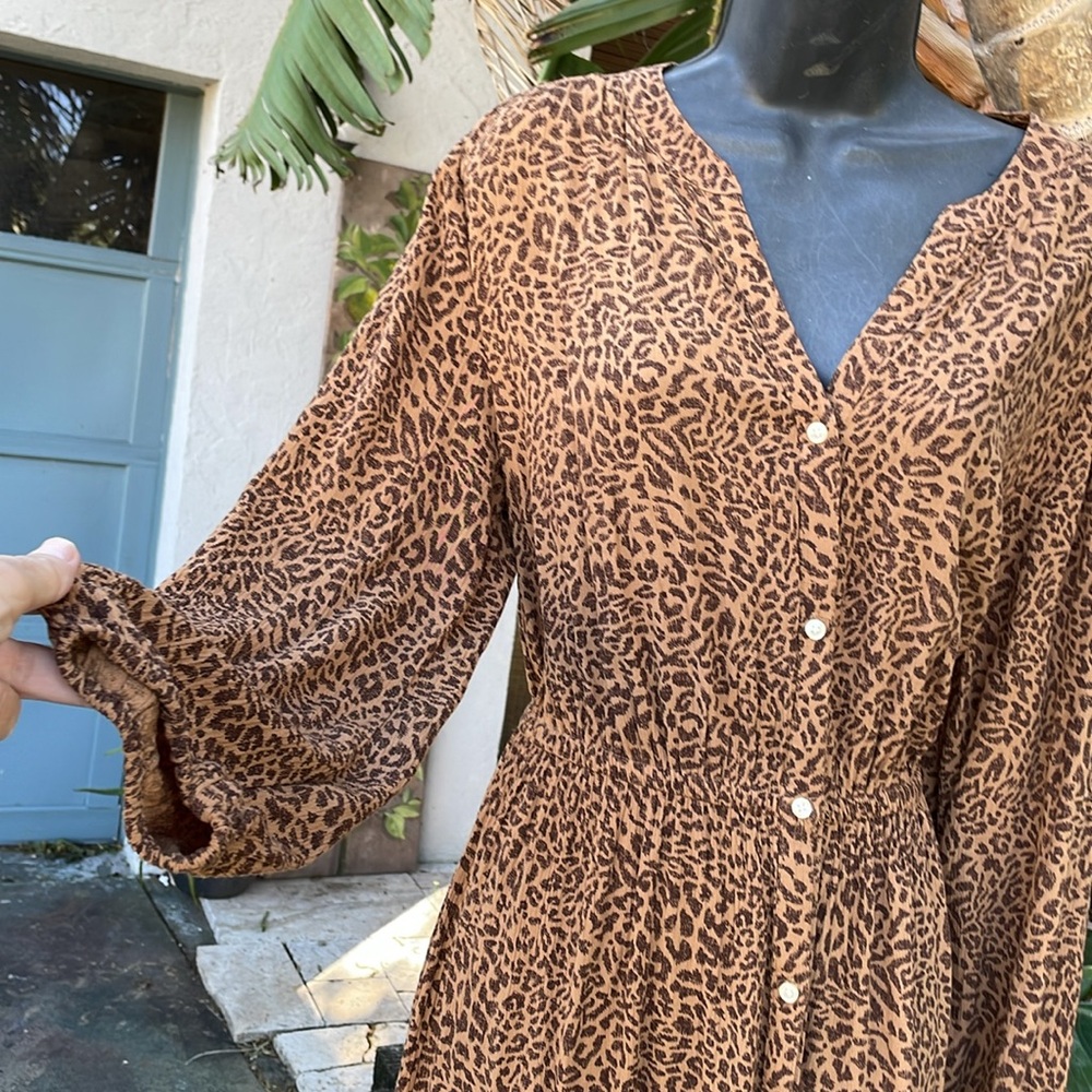Styling code, leopard print tiered button front d… - image 3